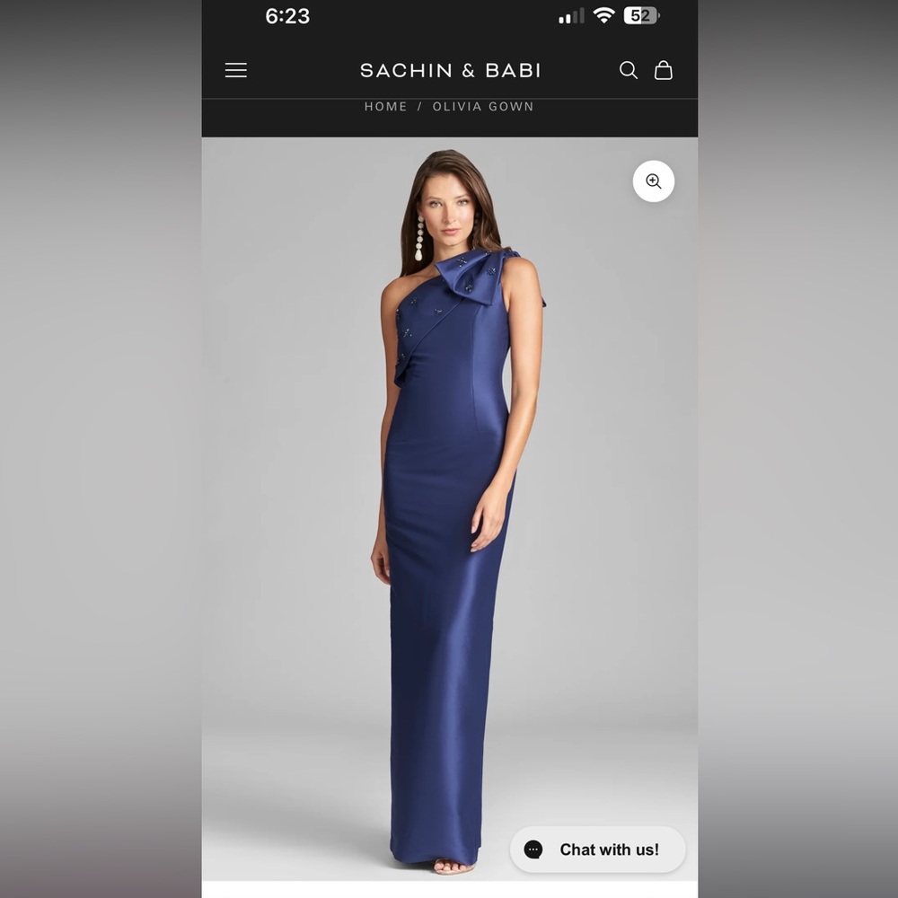Sachin + Babi Olivia Gown - Washed Indigo One-Shoulder Dress